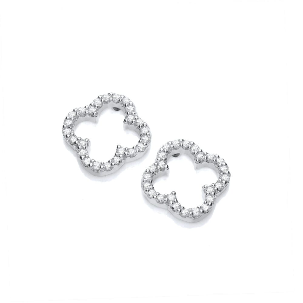 Sterling Silver CZ Clover Earrings