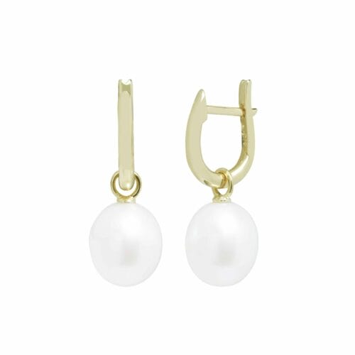 Gold 9-10mm Teardrop Cultured Pearl Huggies