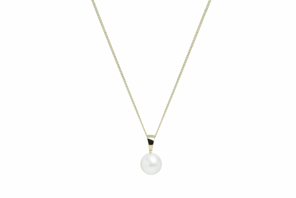 Gold 8-8.5mm Cultured Pearl Drop Necklace