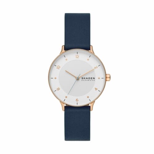 Riis Three-Hand Blue Leather Watch