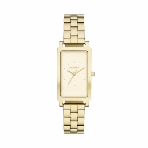 Hagen Three-Hand Gold Stainless Steel Tank Watch