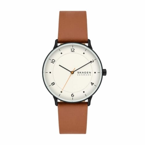 Riis Three-Hand Medium Brown Leather Watch