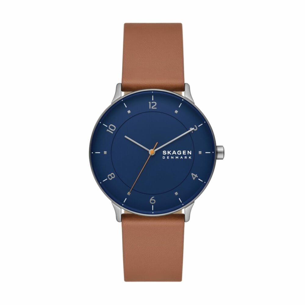 Riis Three-Hand Medium Brown Leather Watch