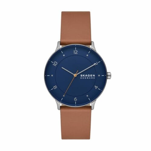 Riis Three-Hand Medium Brown Leather Watch