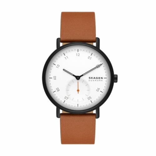 Kuppel Two-Hand Sub-Second White Dial Brown Leather Watch