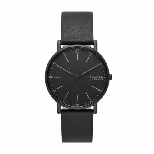 Signatur Three-Hand Black Leather Watch