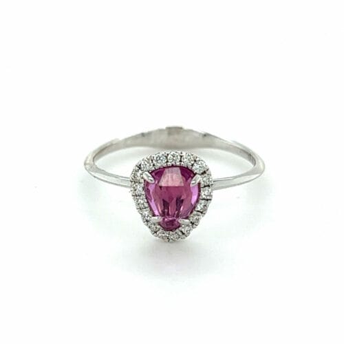 18ct White Gold 0.70ct Asymmetric Pink Sapphire and Diamond Ring