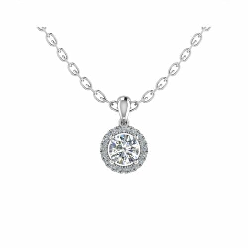 Lab-Grown Diamond Halo Pendant and Chain