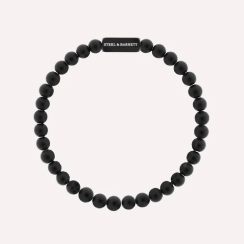 Black Edition 6mm Round Gemstone Bracelet Natural Ned