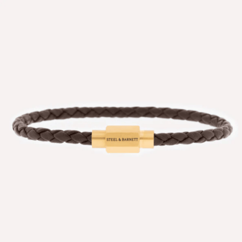 Luke Landon Nappa Leather Bracelet Brown/18K Gold