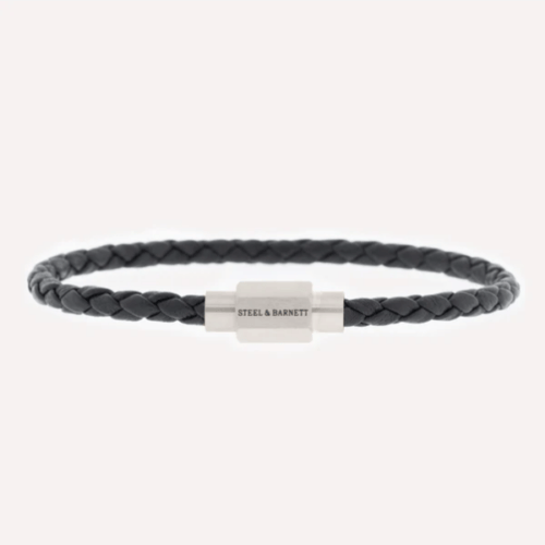 Luke Landon Nappa Leather Bracelet Dark Gray
