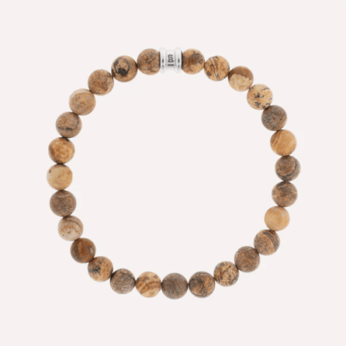 8mm Round Gemstone Bracelet Picture Jasper