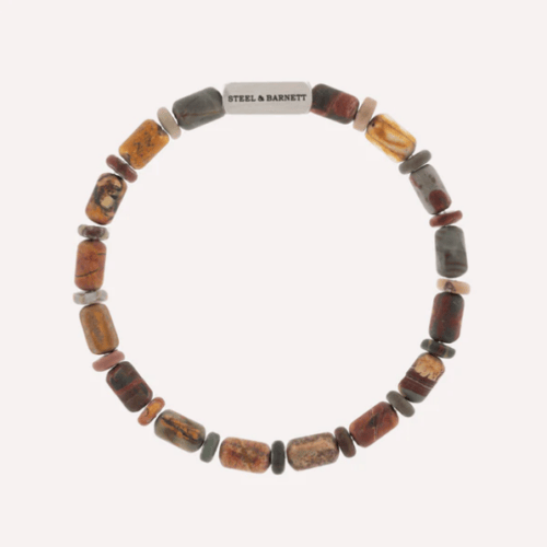 Colourful Cal Barrel Gemstone Bracelet Matt Pine