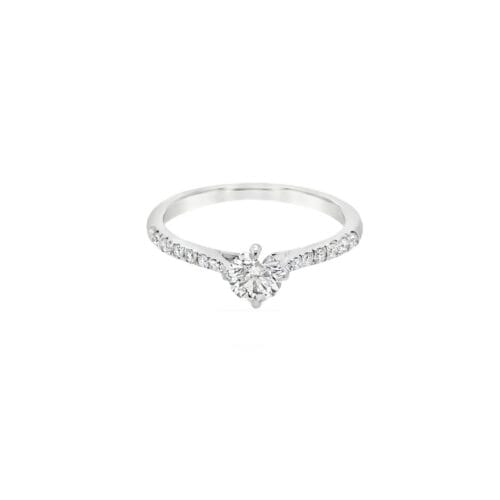 Platinum 0.36ct Diamond Single Stone Ring with Diamond Shoulders