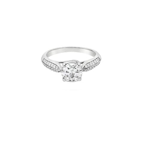 Platinum 1.00ct Diamond Ring with Diamond Shoulders