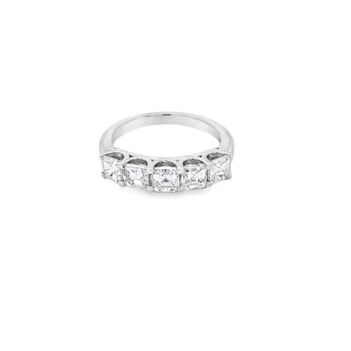 Platinum 1.58ct Five Stone Asscher Cut Diamond Ring