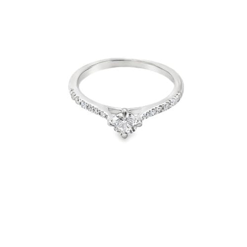 Platinum 0.25ct Diamond Single Stone Ring with Diamond Shoulders