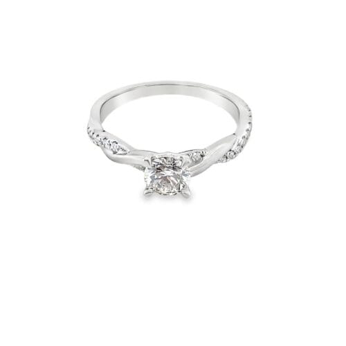Platinum 0.54ct Diamond Single Stone Ring with Twisted Diamond Shoulders