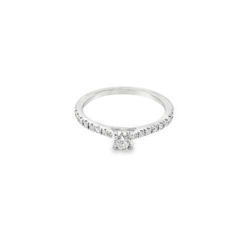 Platinum 0.27ct Diamond Single Stone Ring with Diamond Shoulders