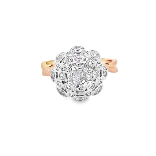 18ct White Gold & Yellow Gold Rose Cut Diamond Ring 1.03cts