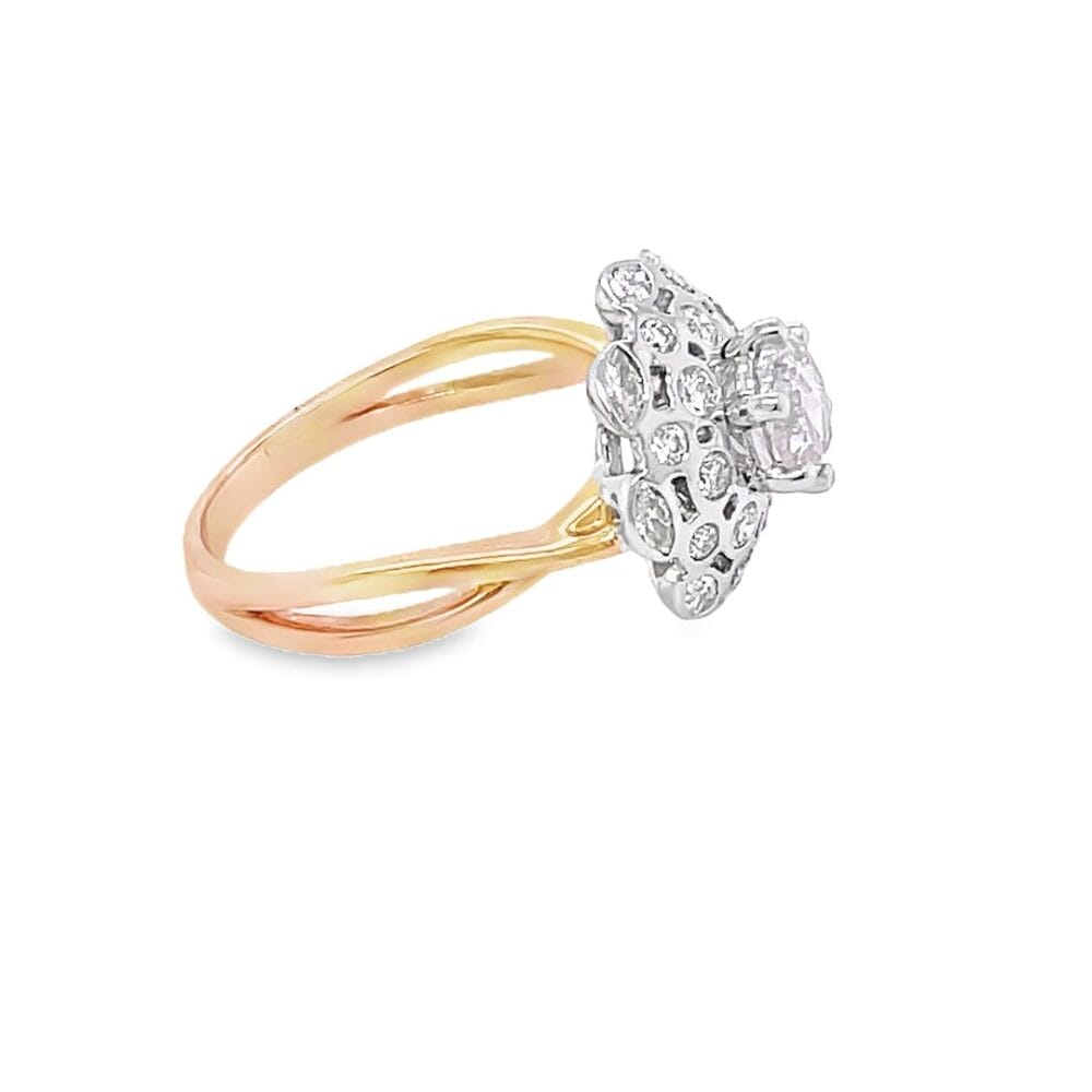 18ct White Gold & Yellow Gold Rose Cut Diamond Ring 1.03cts - Image 3