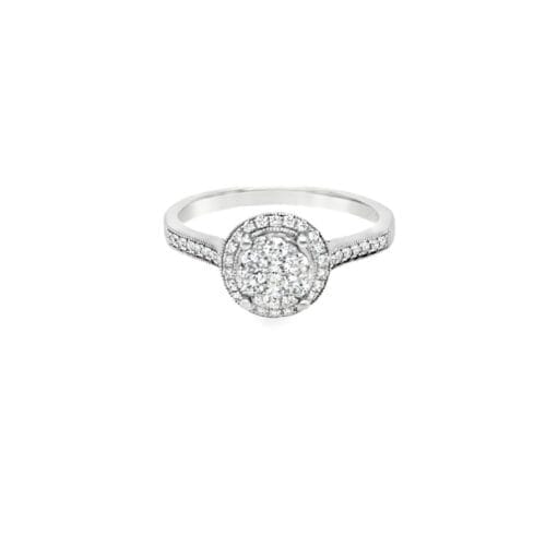 18ct White Gold Diamond Cluster Halo Ring