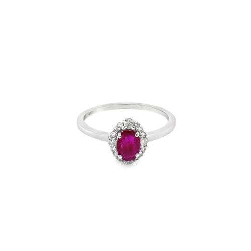 18ct White Gold Ruby and Diamond Cluster Ring