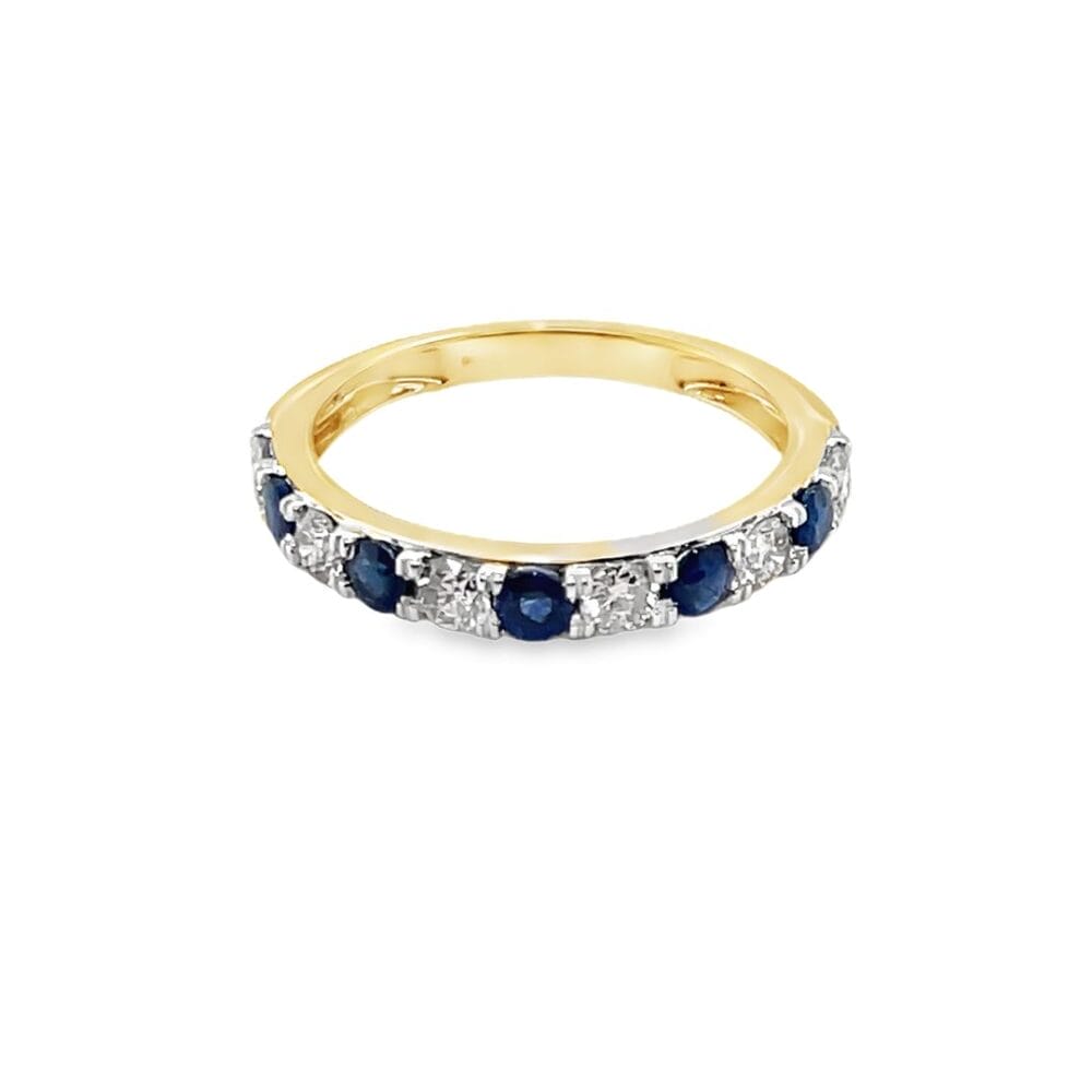 Yellow Gold 0.50ct Sapphire & Diamond Claw Set Eternity Ring