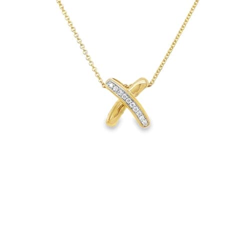 Yellow Gold 0.04ct Diamond Kiss Pendant Necklace