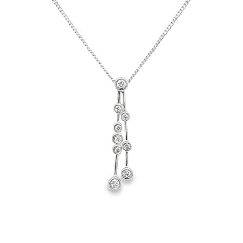 White Gold 0.13ct Diamond Bubble Pendant Necklace