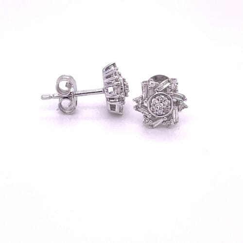 White Gold Fancy Star Cluster Earrings