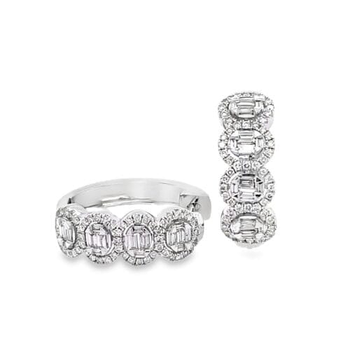 White Gold Mixed Cut Diamond Hoops