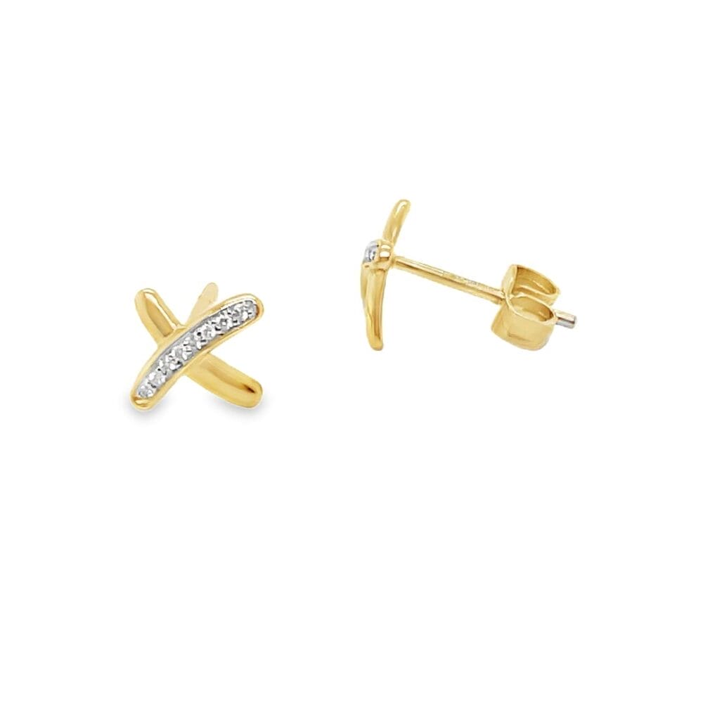 Yellow Gold 0.05ct Diamond Kiss Earrings