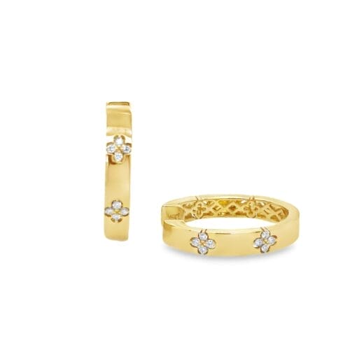 18ct Yellow Gold 0.18ct Diamond Set Oval Hoop Earrings