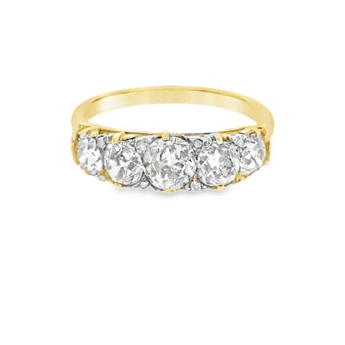 Vintage 18ct Yellow Gold 2.65ct 5 Stone Old Cut Diamond Ring