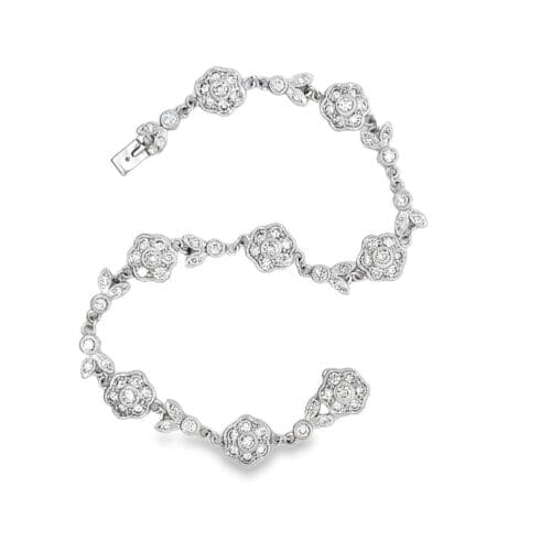Vintage 18ct White Gold Diamond Daisy Bracelet