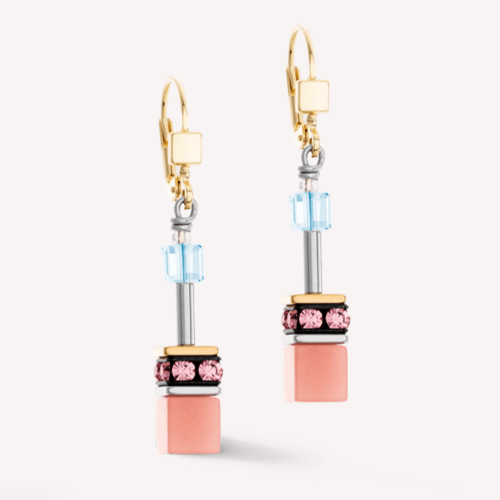 GeoCUBE® Iconic earrings aqua-apricot