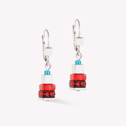 Earrings Modern Future Cube blue-red