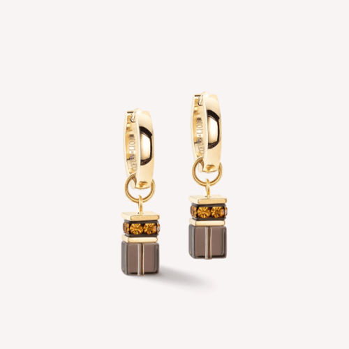 GeoCUBE® Chunky Chain hoop earrings gold-brown