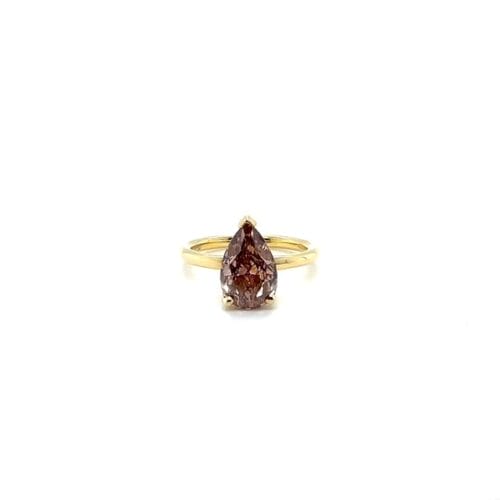 Lab-Grown Diamond 18ct Yellow Gold 3.02ct Fancy Pink Pear Cut Ring