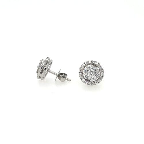 18ct White Gold Diamond Cluster Earrings With Diamond Jackets