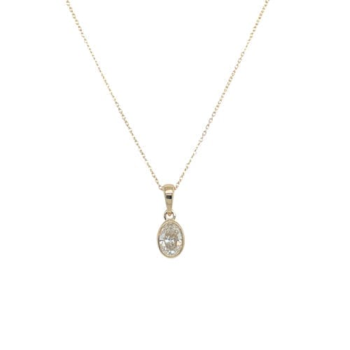 Lab Grown 0.5ct Oval Cut Diamond 9ct Yellow Gold Pendant and Chain